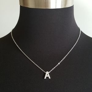 New PL Signed Silver Tone Initial A Necklace